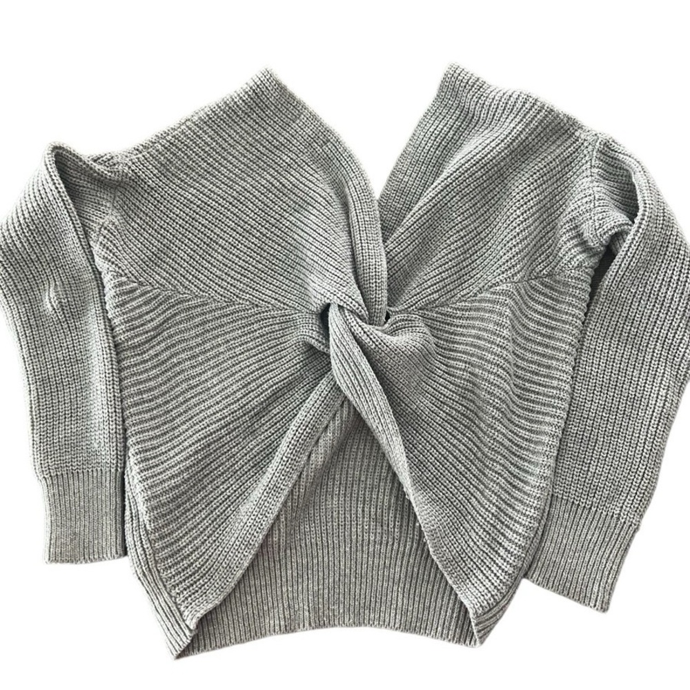 Gray Twist-Front Women Sweater